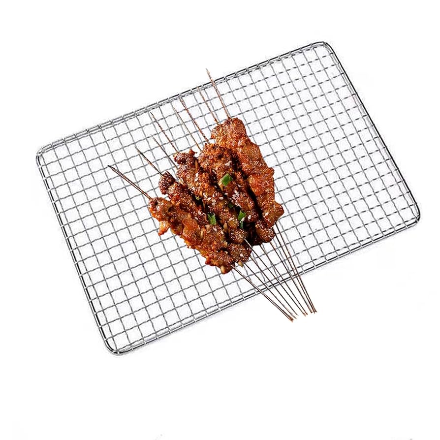 中型 ステンレス焼き網 使用感あり 日本製 高級 焼き網 約21cm×27cm 18-8ステンレス製 巻付け仕上げ